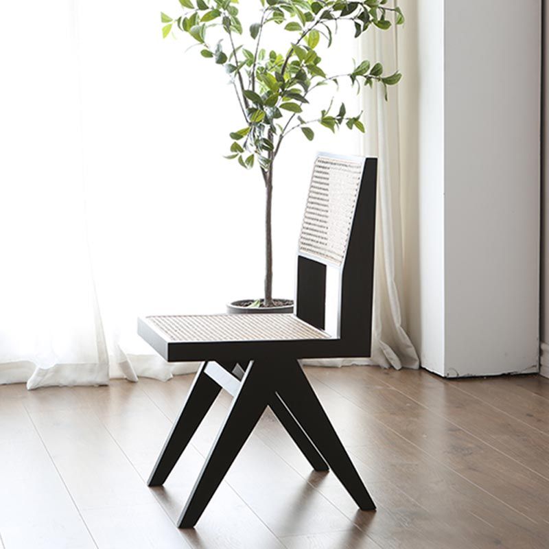 Contemporary Rattan Chair Open Back Dining Side Furniture in Matte Finish for Indoor