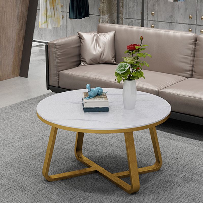 17"H Glam Coffee Table Slate Round Single Coffee Cocktail Table