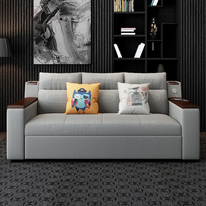 Contemporary Futon Sleeper Sofa Square Arms Futon and Mattress with Storage