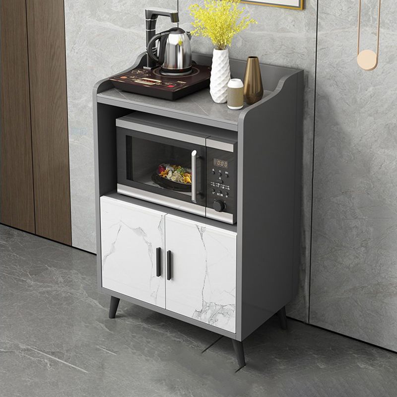 Modern Style Sideboard Imitation Wood Open Storage Sideboard with Doors