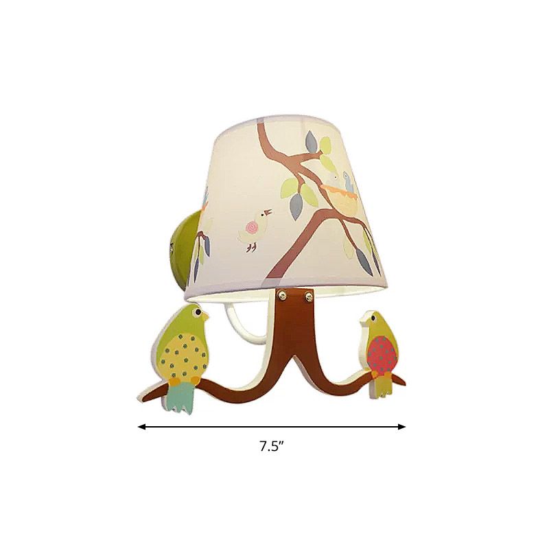 BAMINA GREEN MOLTE LIGHT BAMINO 1 LAMPAGGIO DELLA parete in tessuto leggero con uccello e tonalità affusolata per camera da letto per bambini