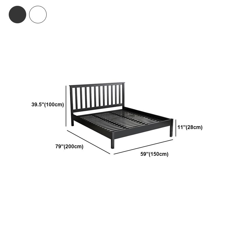 Modern Solid Color Open-Frame Bed with Rectangular Headboard