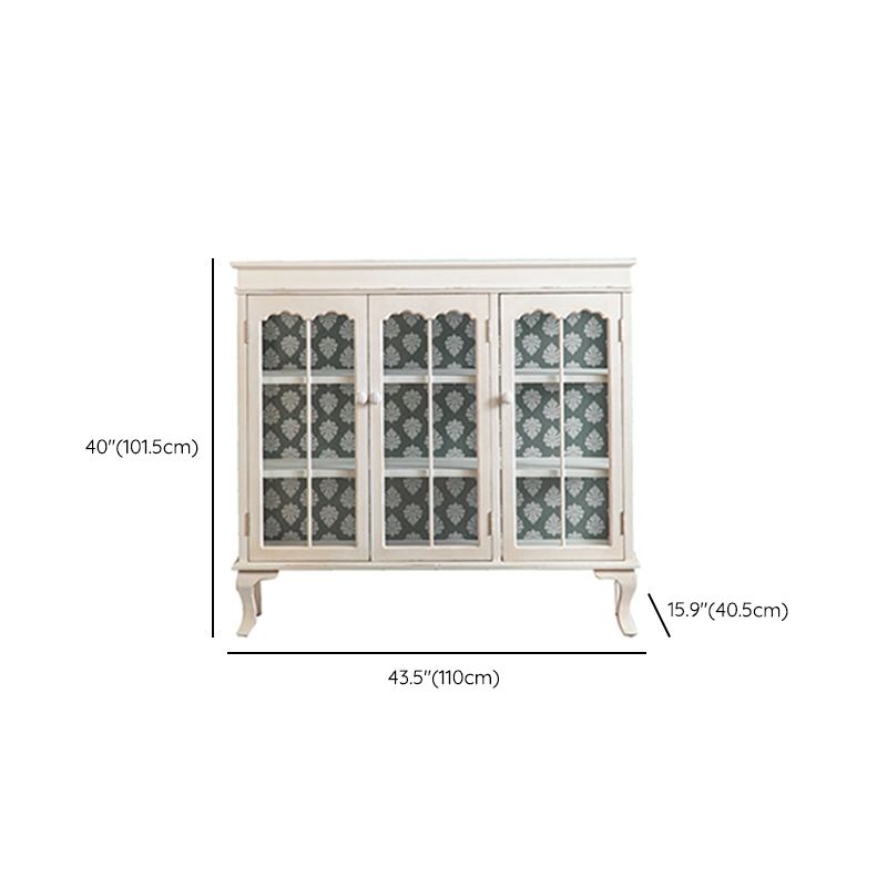 Traditional Curio Cabinet Wood Buffet Cabinet with Glass Door for Living Room