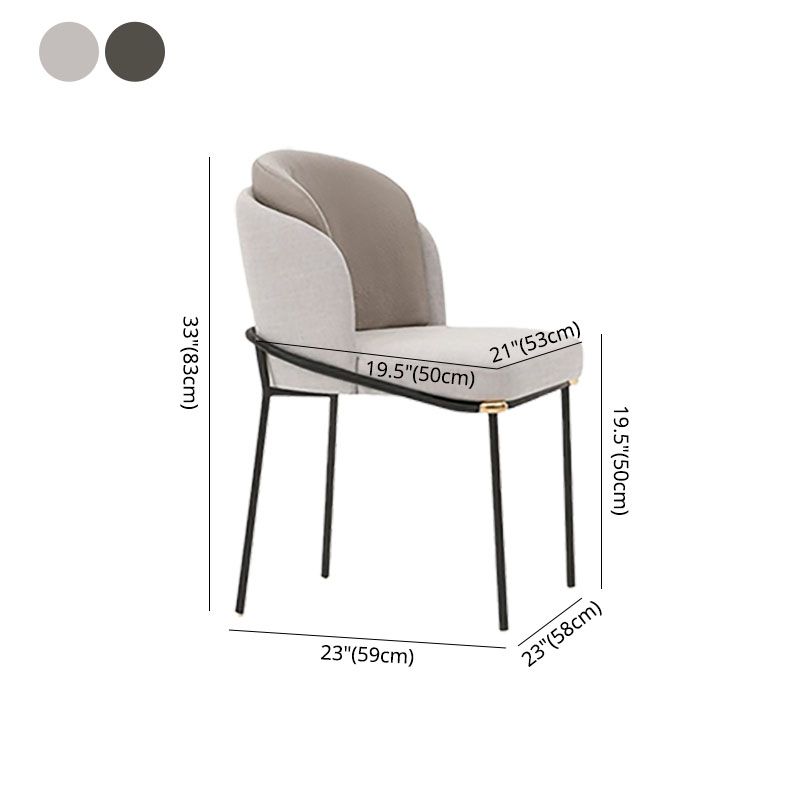 Industrial Metal Dining Chairs Armless Linen Fabric Dining Chair for Home Use (Set of 2)