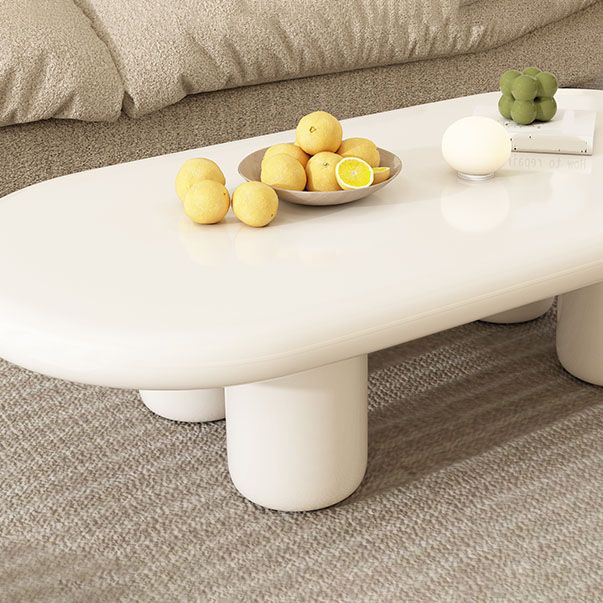 Modern 4 Legs Cocktail Table Oval Engineered Wood Coffee Table - White