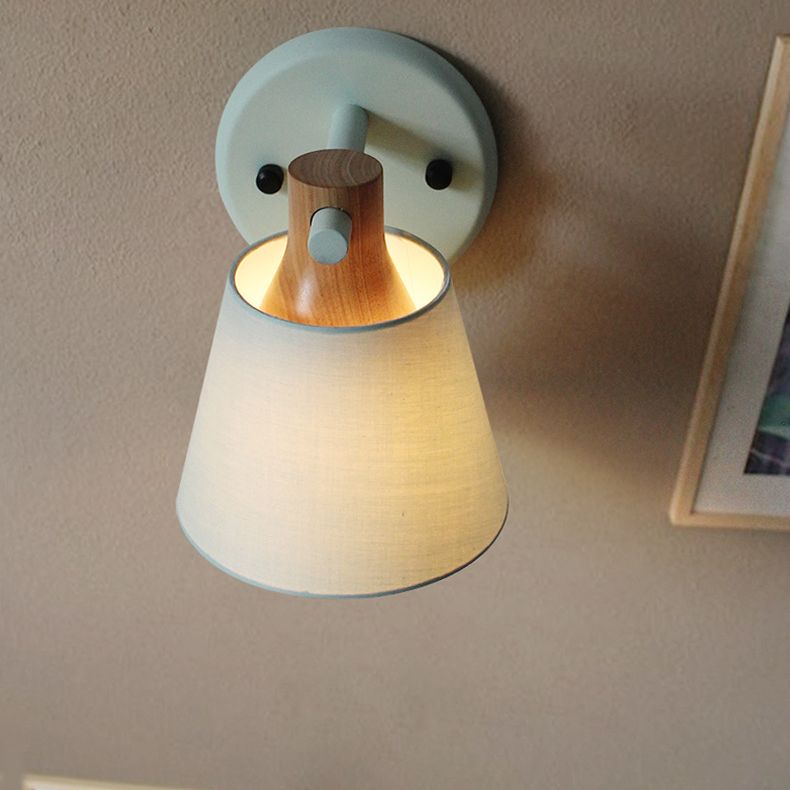 Cone Wall Wall Mount Light Fixture Modern Style Fabric Bedroom Wall Lighting Fixture