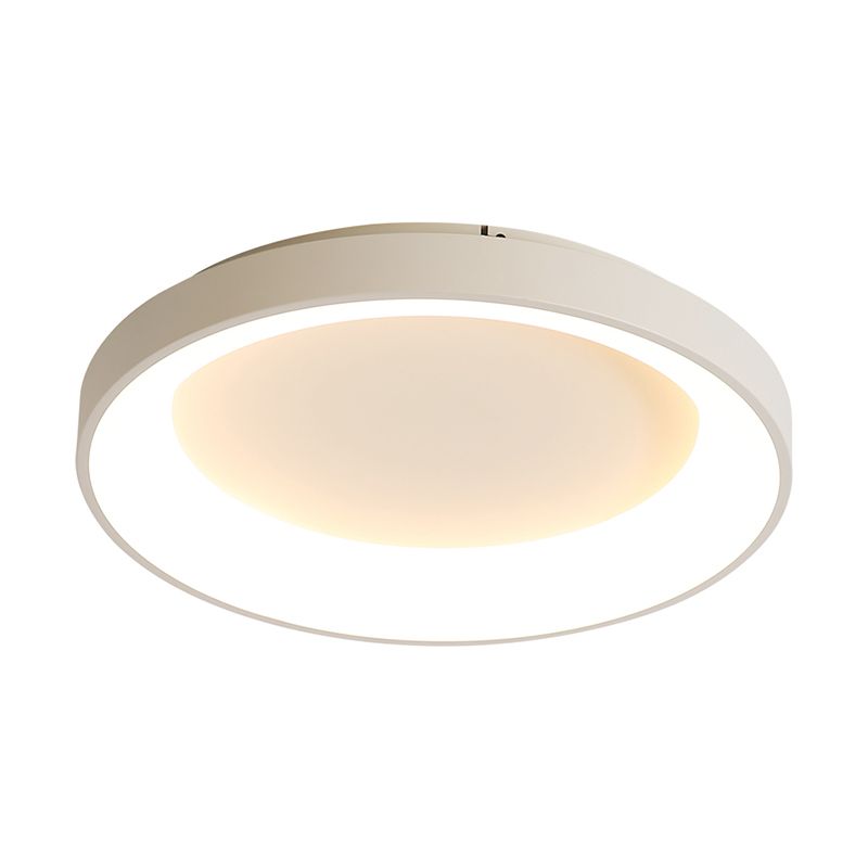 Nordic Style Plate Iron Ceiling Fixture 8.5"/16"/19.5" Wide LED Flush Mount Lamp in Grey/White for Bedroom