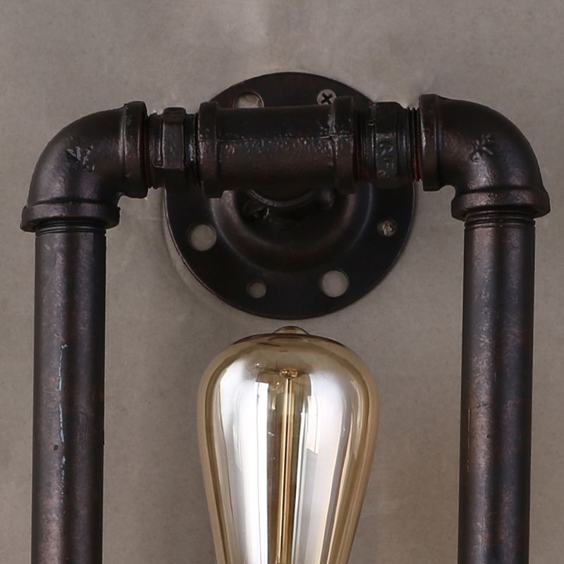 Style rustique lampe murale rectangulaire 1 ampoule en fer luminaire mural en noir pour le couloir