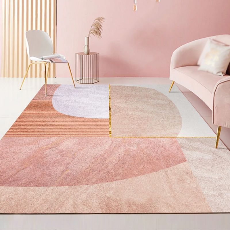 Orange Modern Rug Polyester Color Block Rug Non-Slip Backing Rug for Living Room