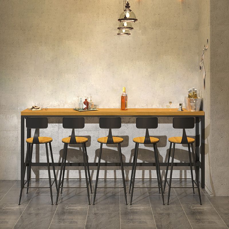 Luxurious Rectangle Solid Wood Bar Table Set 1/6/11 Pieces Counter Table with High Stools