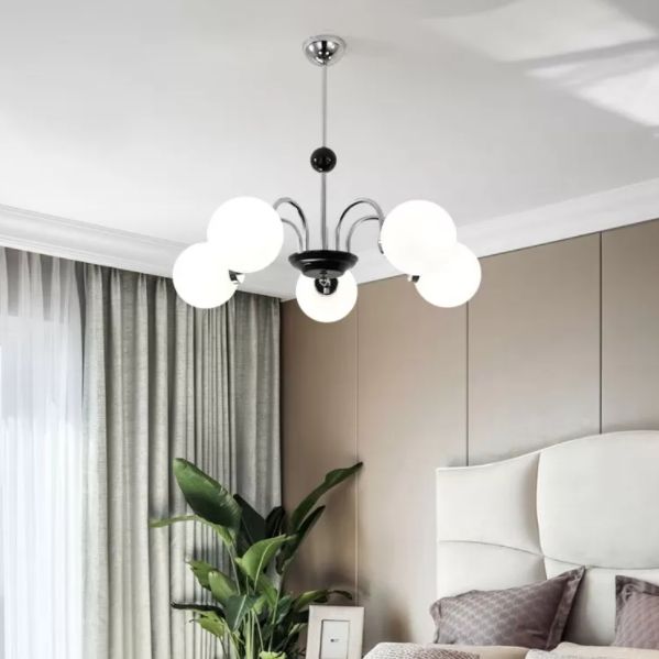 Round Glass Hanging Light Fixture Nordic-Style Chandelier Light Fixture for Dinning Room