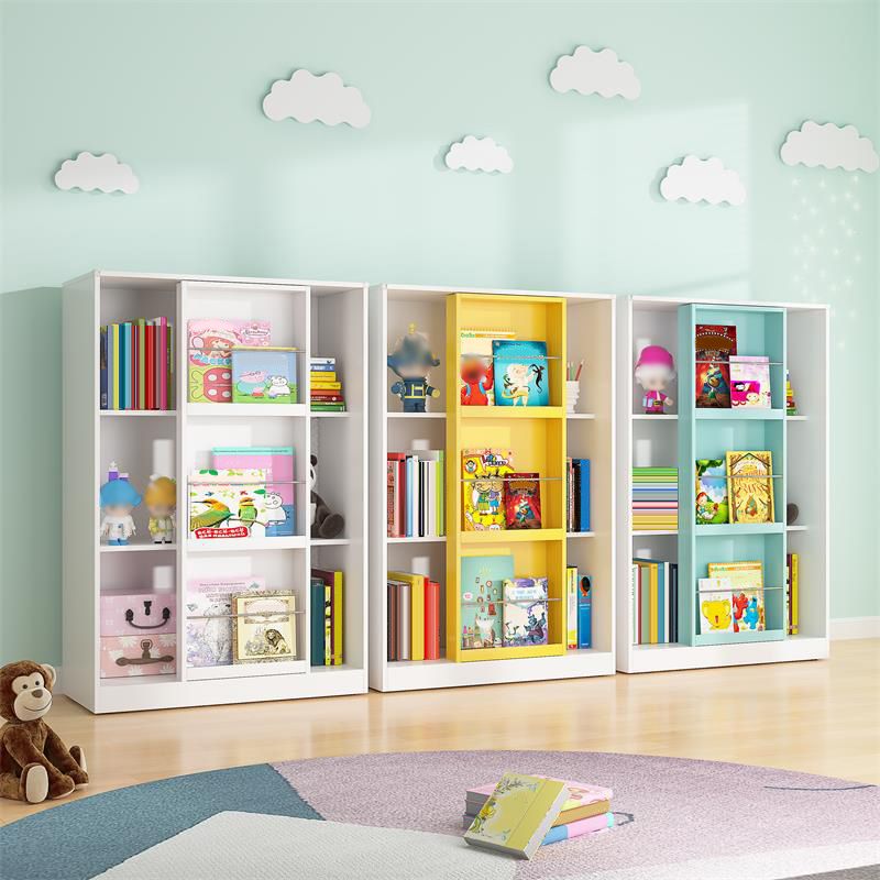 Closed Back Bookcase Modern Metal Bookshelves for Home Office