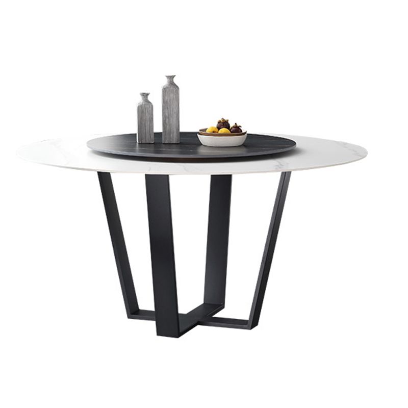 Modern Dinette Set 1/4/5/7 Pieces Round Sintered Stone Top Dining Table Set with Turntable