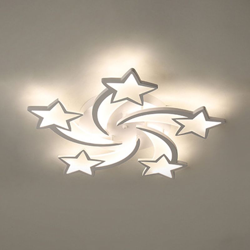 Metal Star Close to Ceiling Lighting Nordic Style LED White Ceiling Lamp