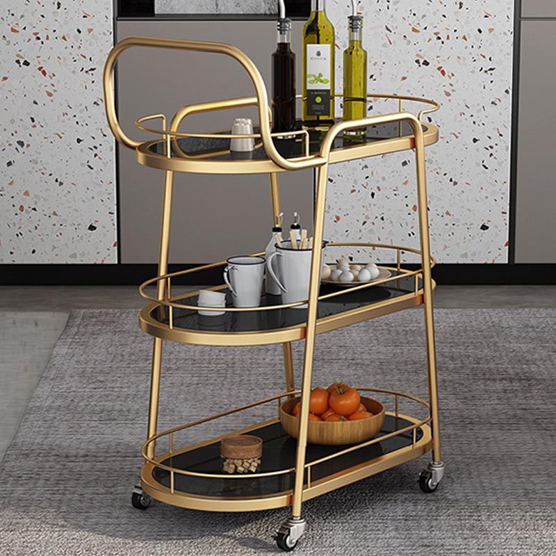 32.28"H Modern Rolling Prep Table Oval Metal Prep Table for Home Use