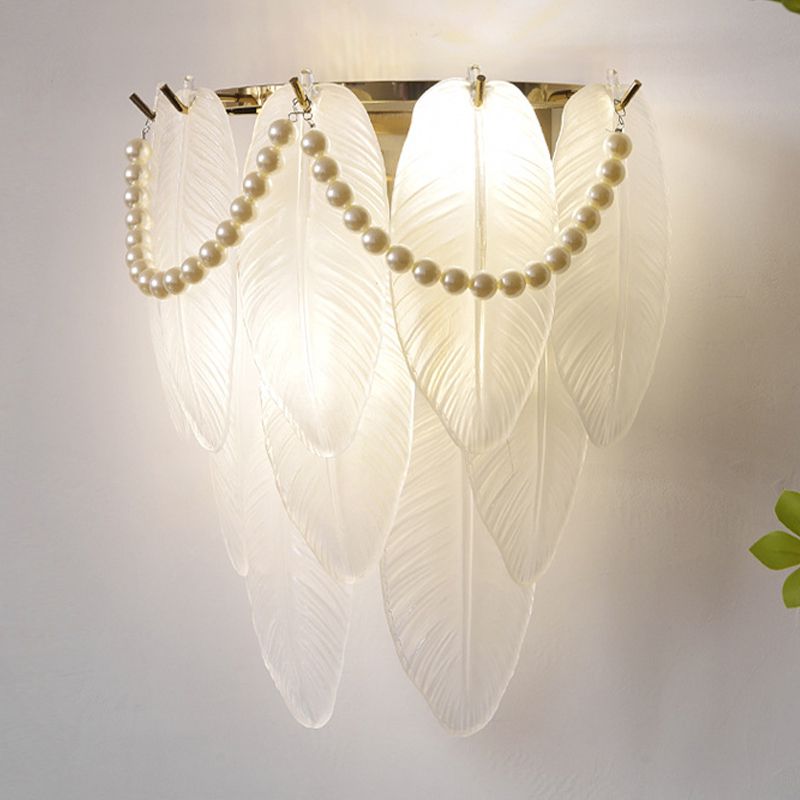 Postmodern Golden Wall Light Fixture with Glass Shade for Sitting Room