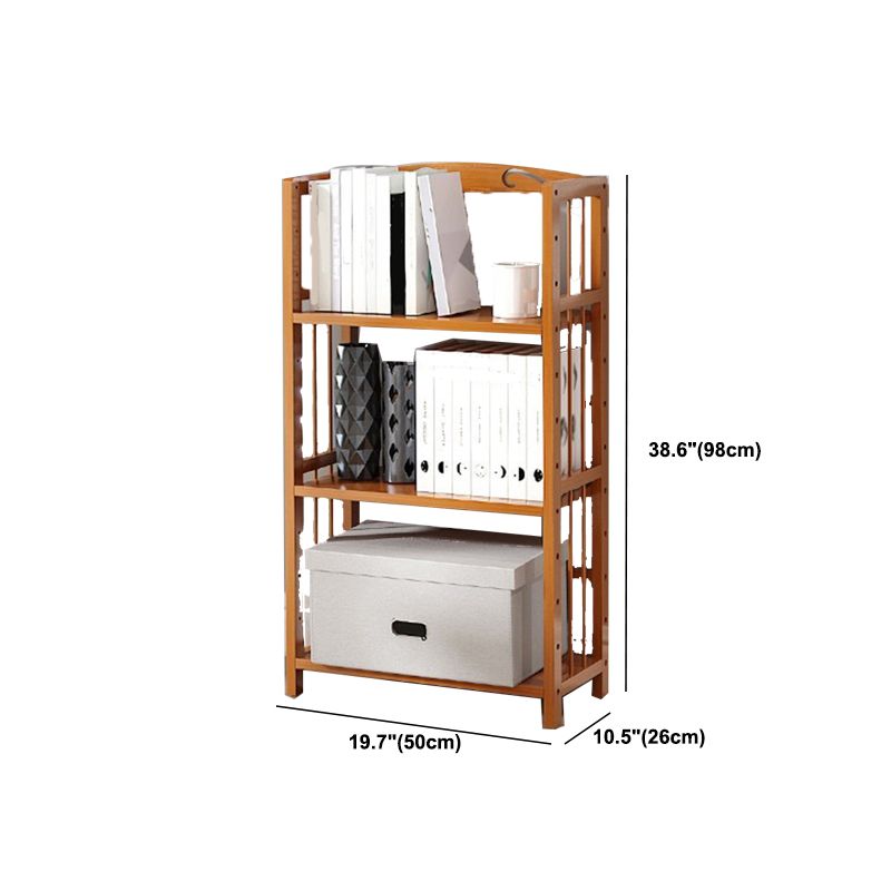 Modern Vertical Bamboo Shelf Etagere Espresso Shelf Bookcase for Bedroom