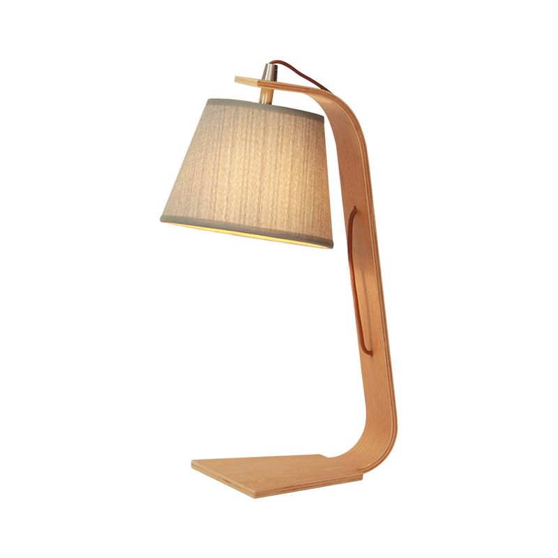 Stoff Tischtisch Licht Modernismus 1-Lichtgrau-Stecker in Nachtlampe mit Bogenholzarm Arm