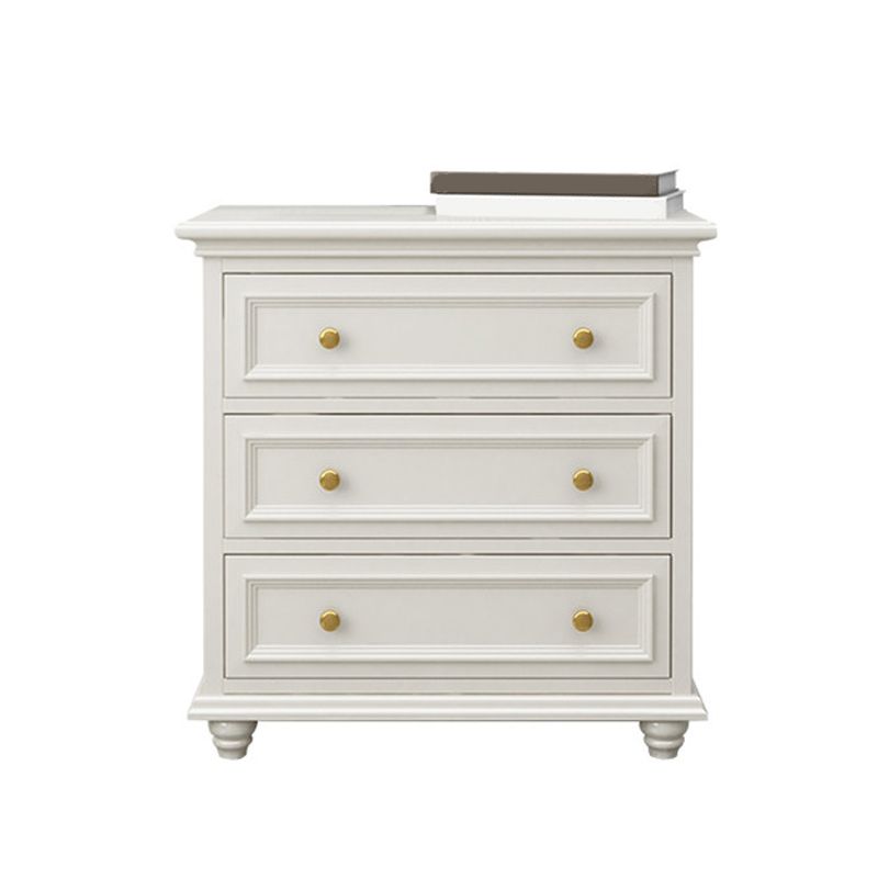 Glam Solid Wood Storage Chest Bedroom White Chest with Drawers