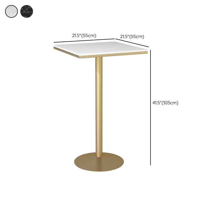 Glam Pedestal Pub Table Artificial Marble Bar Height Cocktail Table