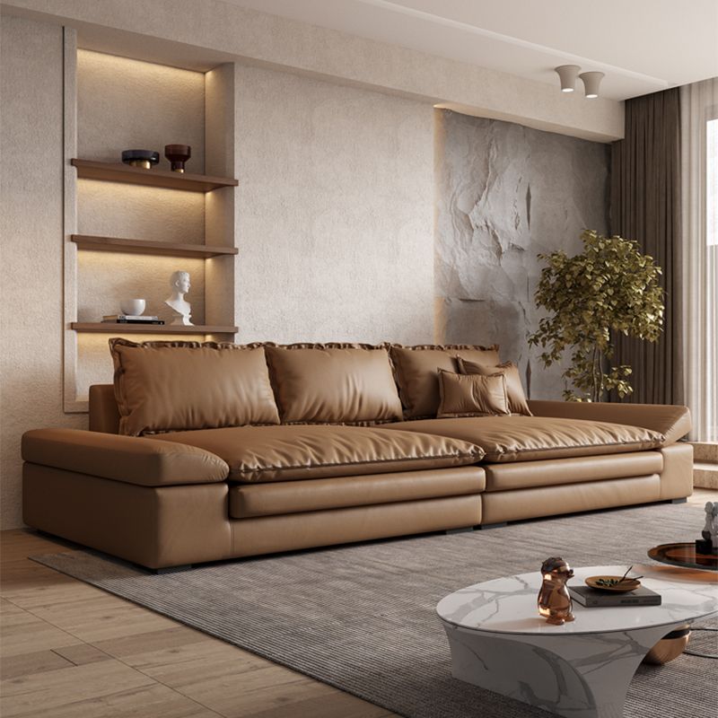 Contemporary Dark Brown Cushions Standard Square Arm Seating