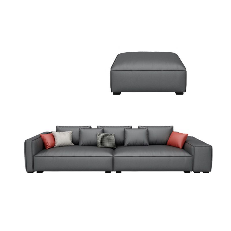 Dark Gray Faux Leather Square Arm Sofa/Sectionals with water proof for Living Room