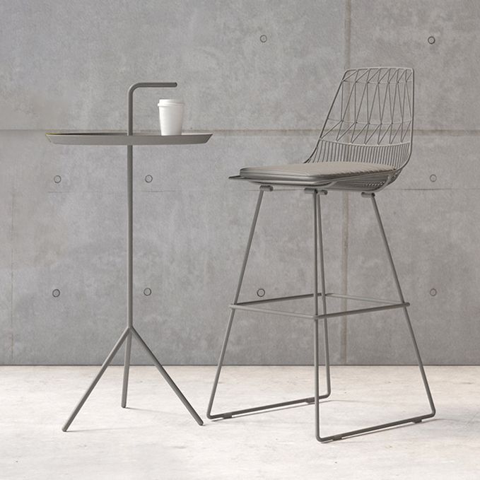 Glam Iron Upholstered Bar Stool Armless Backrest Stool for Bristol