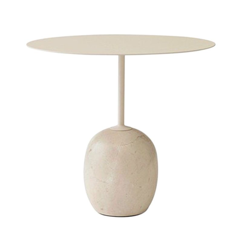 Mid-Century 17.7"/19.6" Metal Round Top Side Table Marble Pedestal End Table