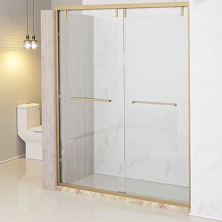 Double Sliding Semi Frameless Inline Tempered Glass Shower Door
