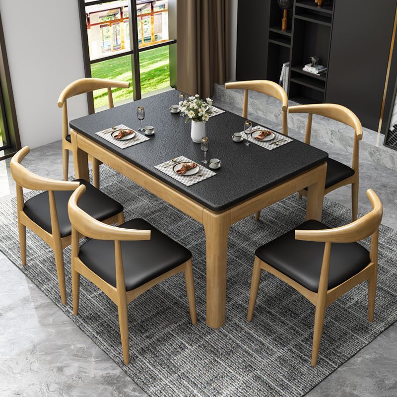 Contemporary Kitchen Dinner Table 4 Legs Solid Wood Dining Table