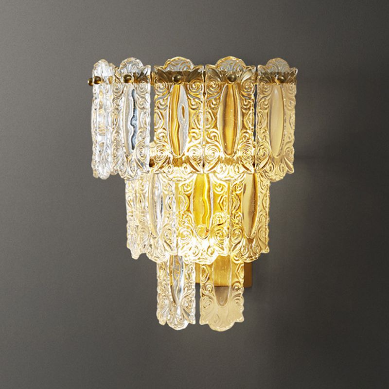 Multiple-Light Geometric Wall Light Fixture Modern Crystal Wall Sconce Light