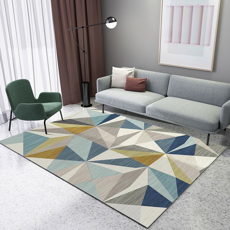 Soft Color House Interior Rug Modern Pencil Sketch Geometric Print Carpet Polyester Stain-Proof Anti-Slip Rug