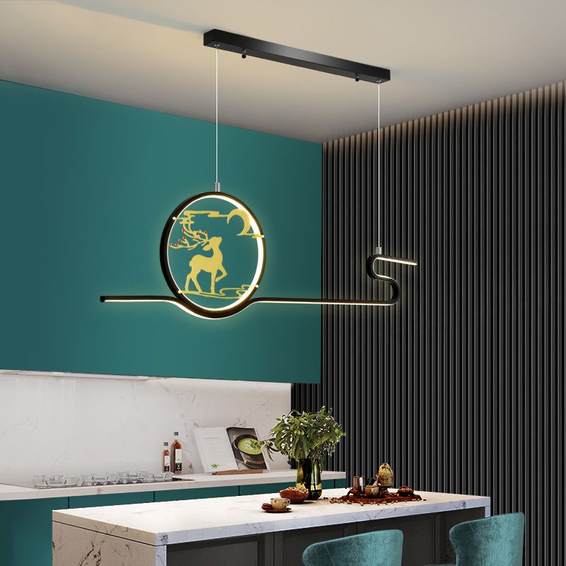 Metal Hanging Pendant Lights Nordic Modern Linear Hanging Lamps for Study Room