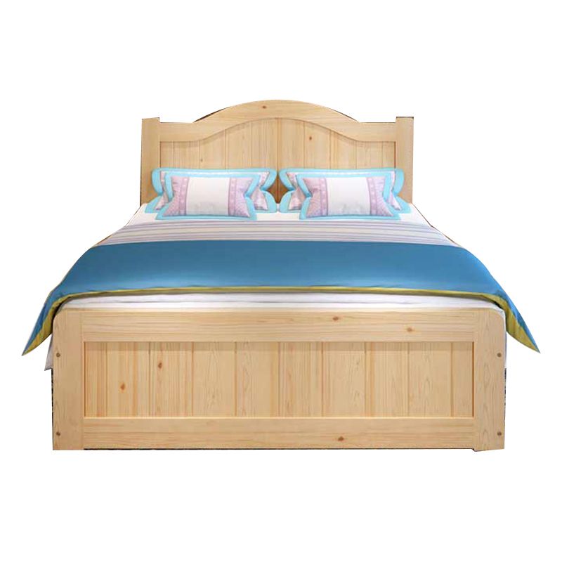 Contemporary Solid Color Standard Bed Wood Storage Camelback Bed Frame