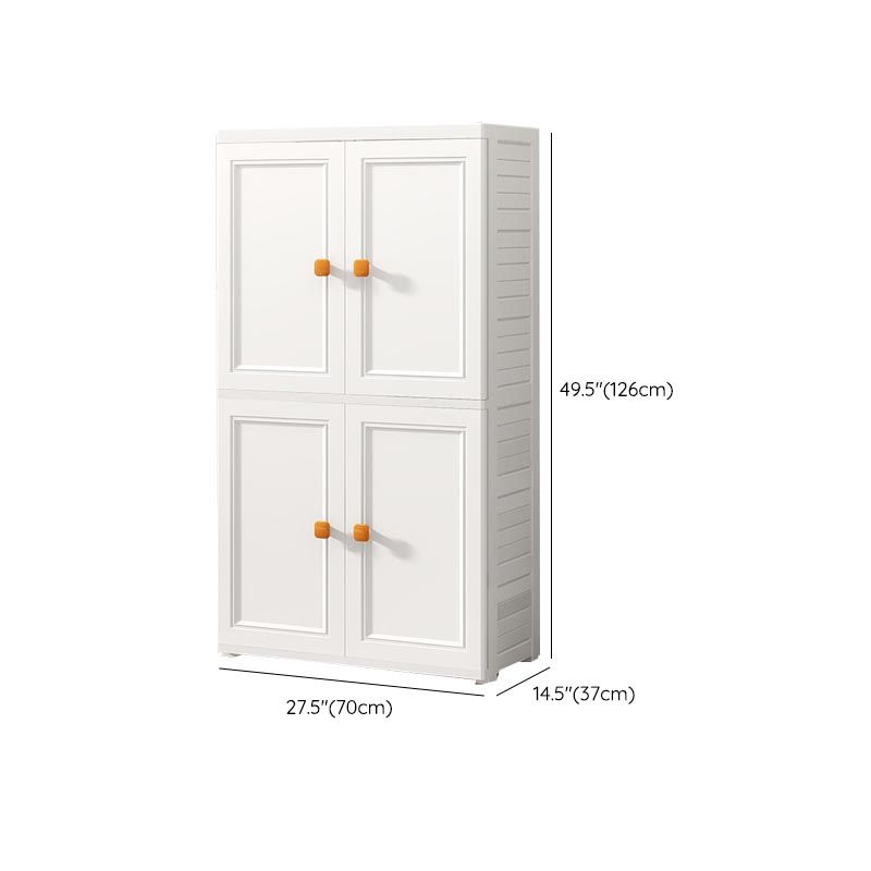 White Plastic Wardrobe Armoire with Legs Contemporary Wardrobe Closet