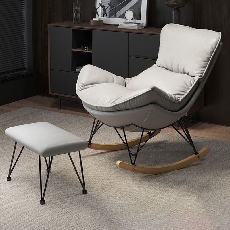 Contemporary Rocking Chair Fabric Upholstered Tufted Metal Frame Indoor Rocking Chair