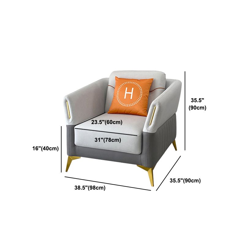 Flared Arm Modern Standard Faux Leather Stain Resistant Settee Couch