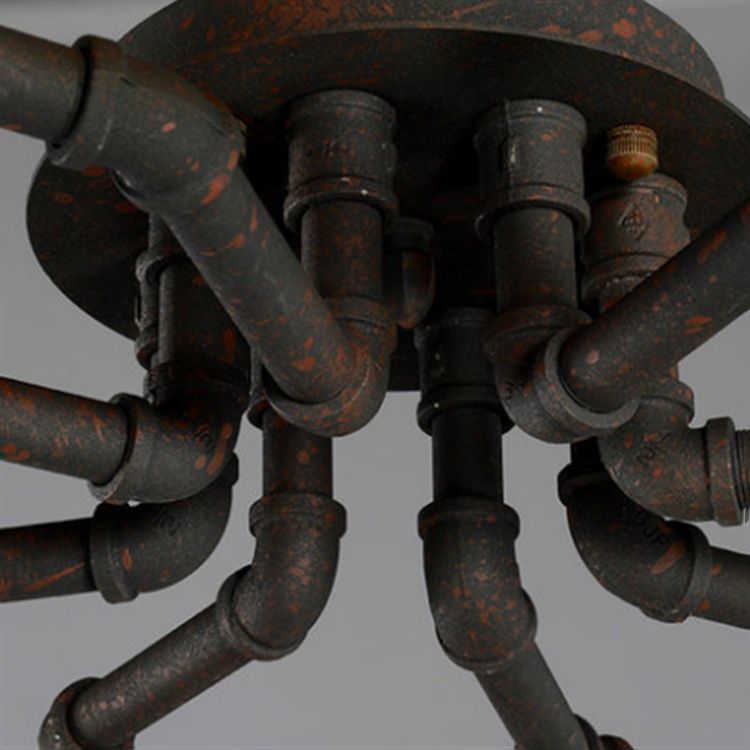 Industrial Flush Mount Light Fixture Multi-Head Ceiling Mounted Lamp with Metal Shade