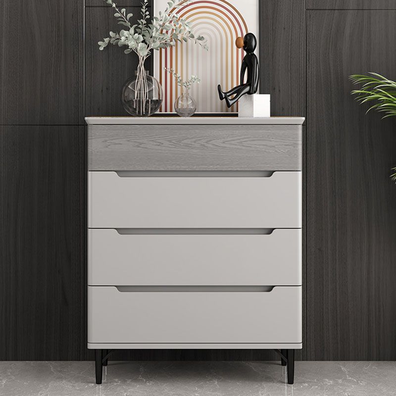 Contemporary Bedroom Chest Wooden Storage Chest in Gray with Drawers