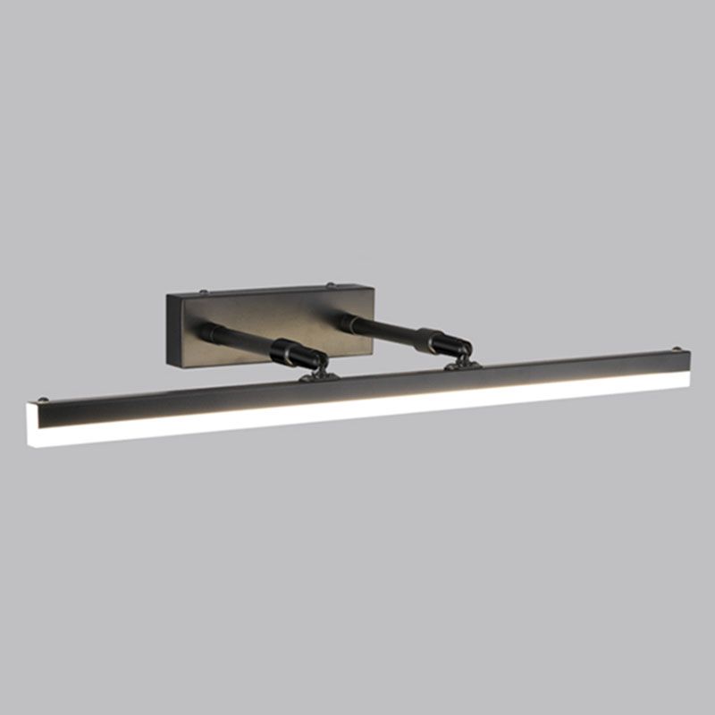 Metal Linear Wall Sconce Modern 1 Light Swing Arm Mirror Wall Mount Light Fixture in Black