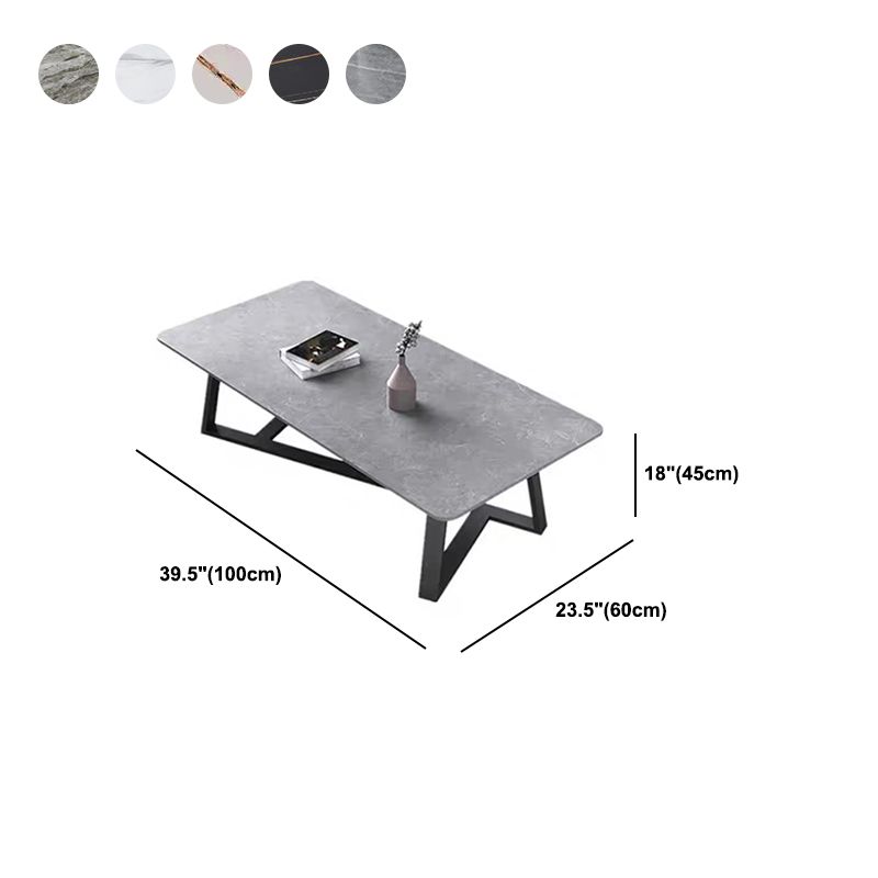 Glam Style Grey/black Gold/white Gold Rock Slate Top Coffee Table