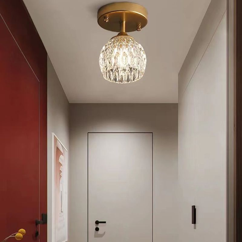 Contemporary Ceiling Lamp Minimalist Glass Shade Flush Mount Light Fixture