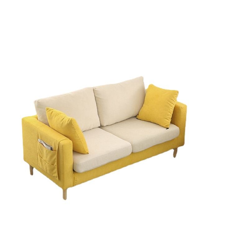 Polish Finish Sofa Square Arm Sofa Loose Back Loveseat For Apartment and Room