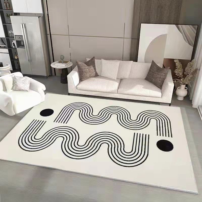 Apricot Line Rug Polyester Modern Rug Washable Indoor Rug for Living Room