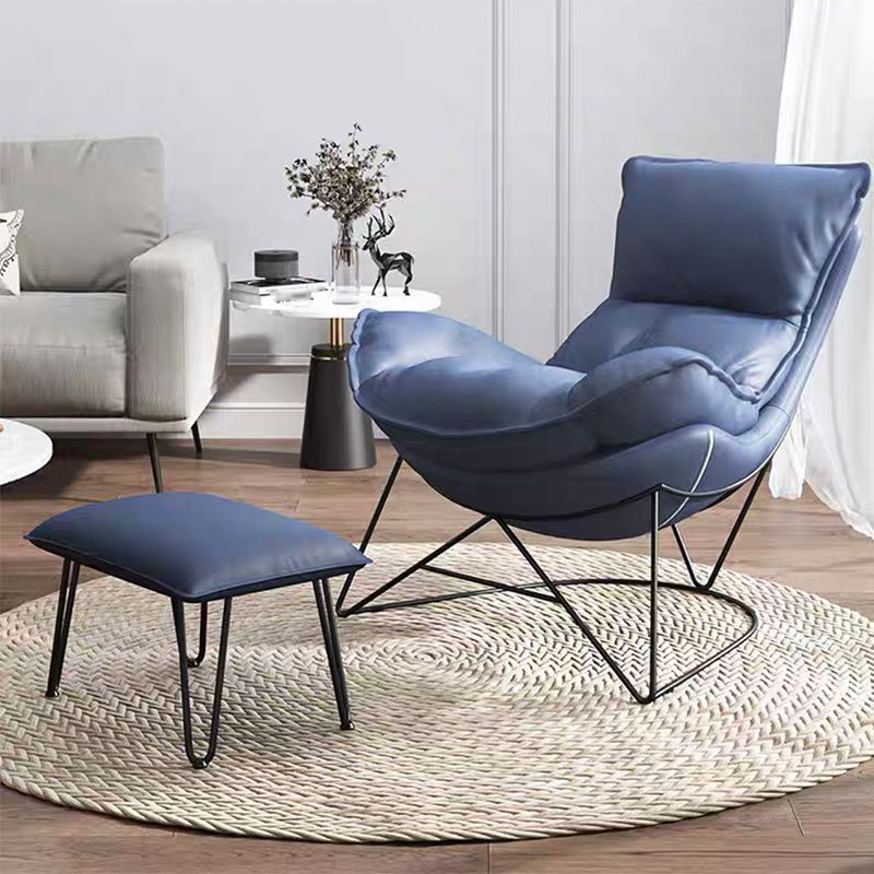 Contemporary Bonded Leather Reclining with Black Legs Lounge Accent Chair