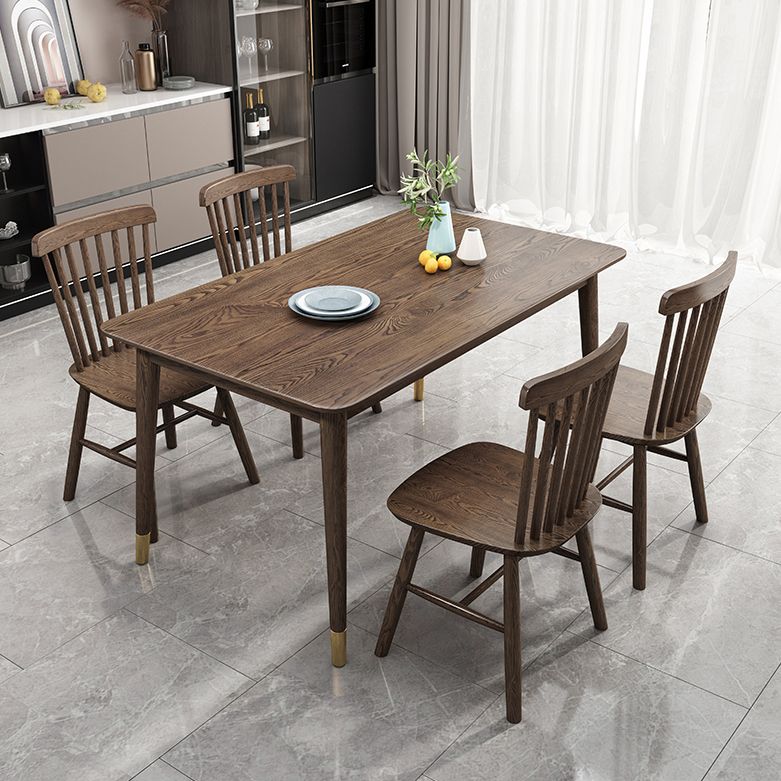 Dining Room Solid Wood Set Contemporary with Rectangle Table Dining Set with 4 Legs Base