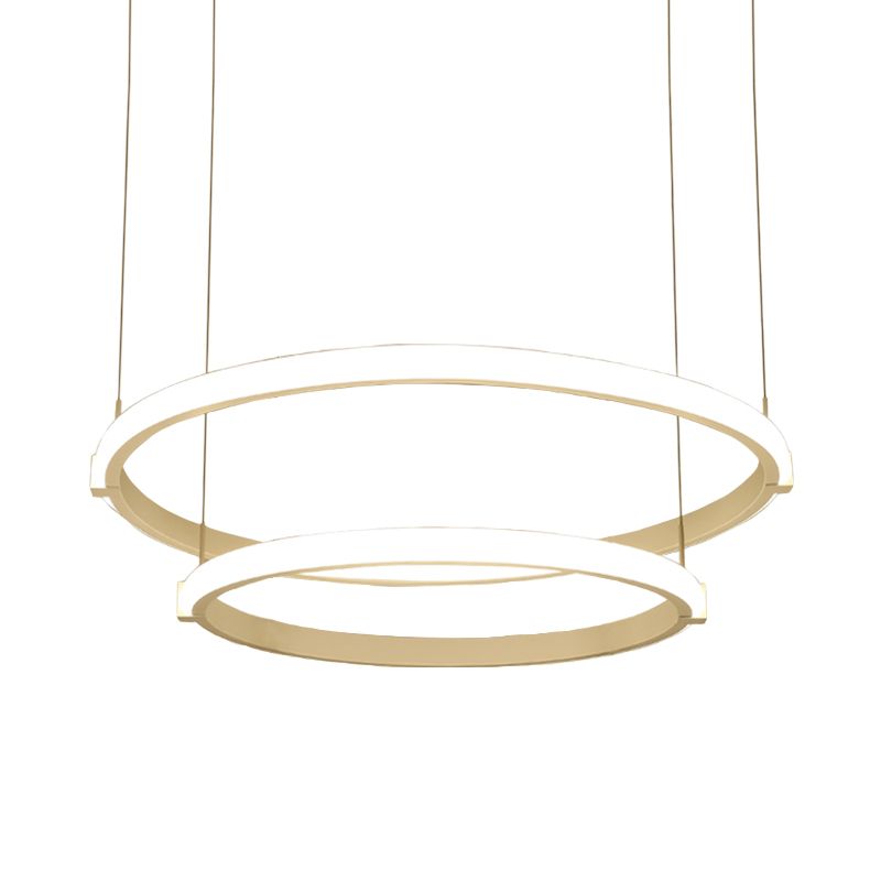 White Double Ring/Three Rings Chandelier Lighting Simple Style White LED Hanging Ceiling Light in Warm/White Light