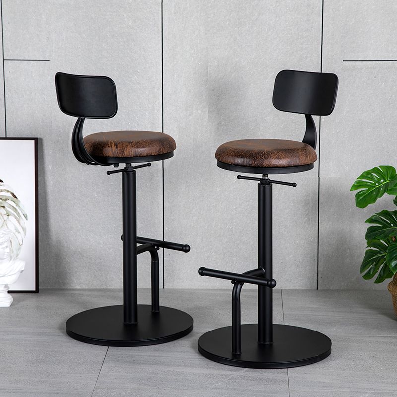 Industrial Adjustable Height Swivel Bar Stool Black Footrest Home Stool
