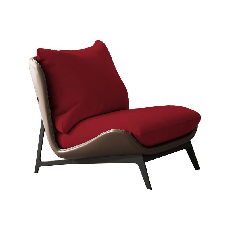 Fixed Back Pillow Lounge Chair Fabric Seat Chair with Black Legs