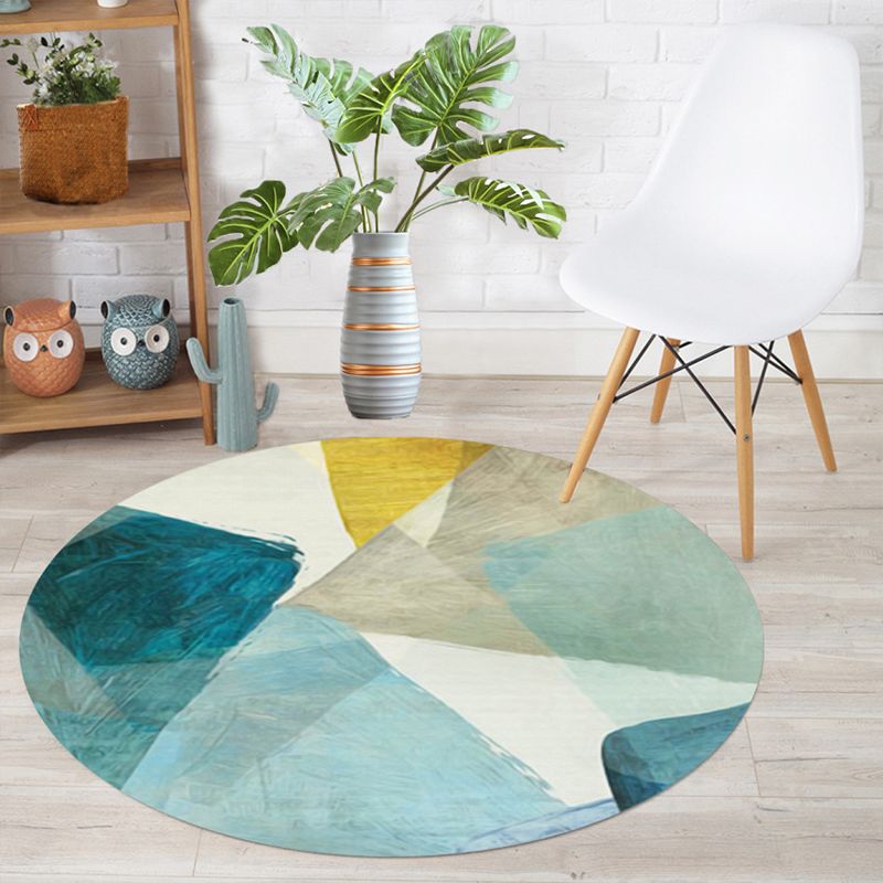 Multicolor Lounge Rug Mid-Century Abstract Pattern Carpet Synthetics Pet Friendly Washable Non-Slip Backing Rug